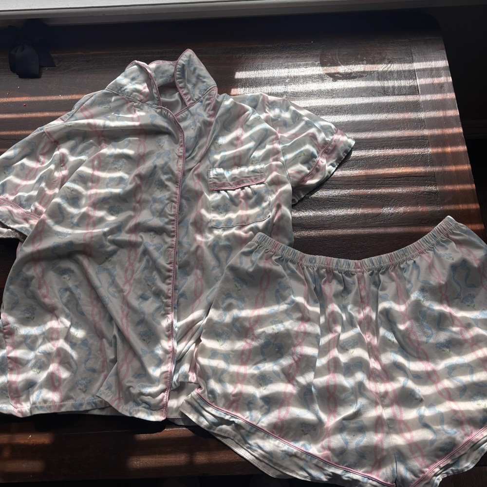 Striped bow Pajama Set